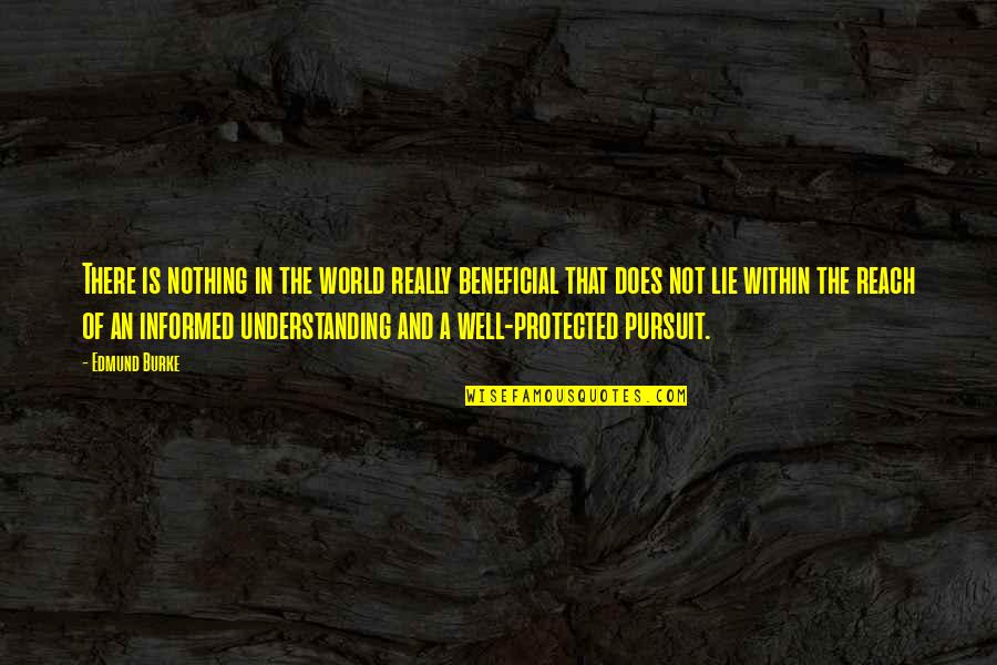 Well Protected Quotes By Edmund Burke: There is nothing in the world really beneficial