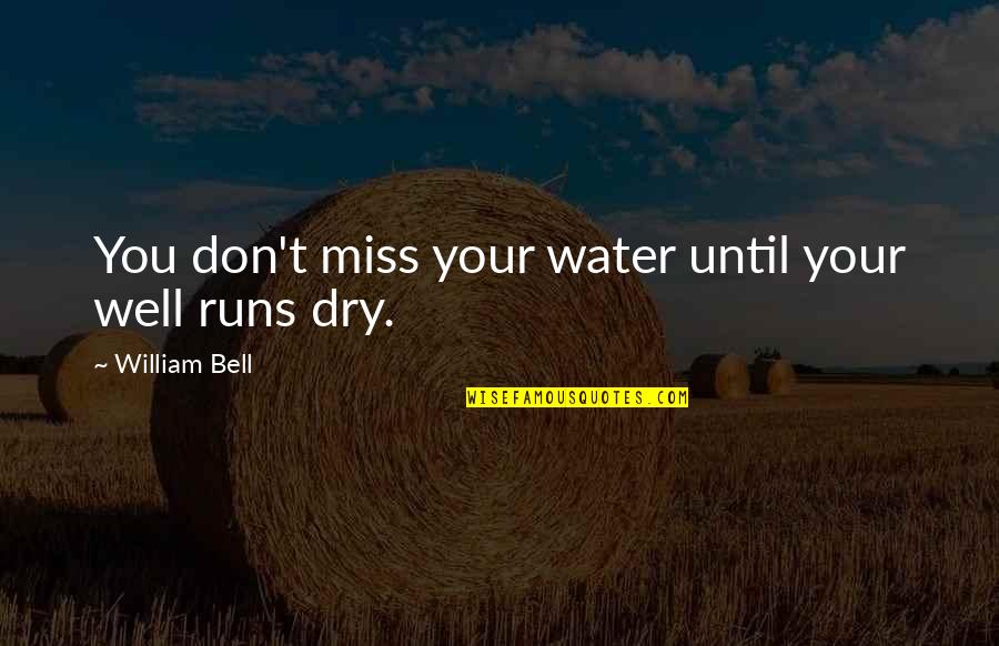 Well Running Dry Quotes By William Bell: You don't miss your water until your well