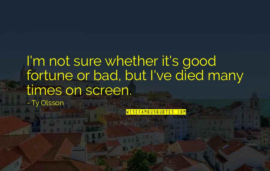 Well Spent Day Quotes By Ty Olsson: I'm not sure whether it's good fortune or