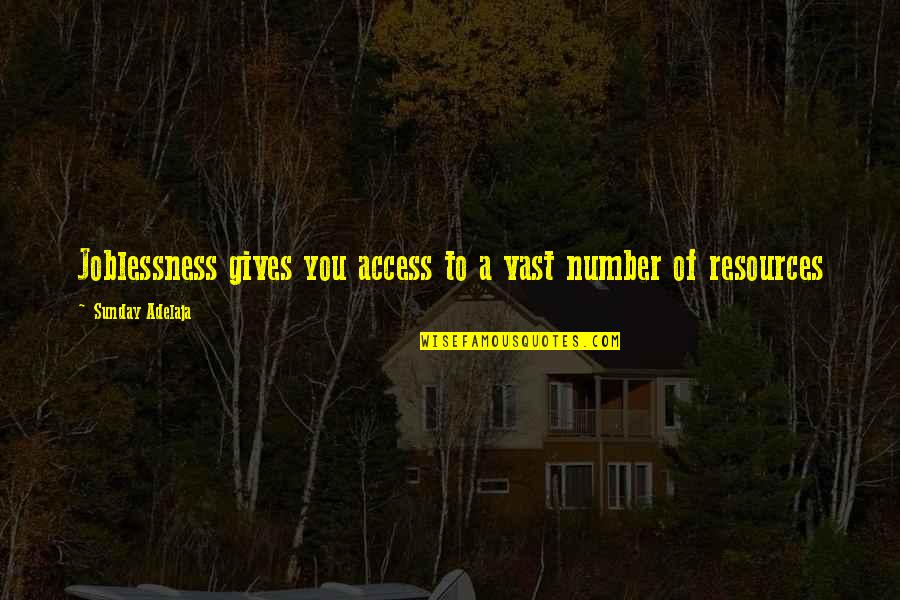 Well Time Spent Quotes By Sunday Adelaja: Joblessness gives you access to a vast number