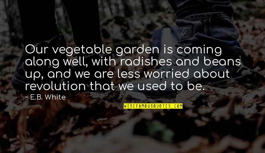 Well Used Quotes By E.B. White: Our vegetable garden is coming along well, with
