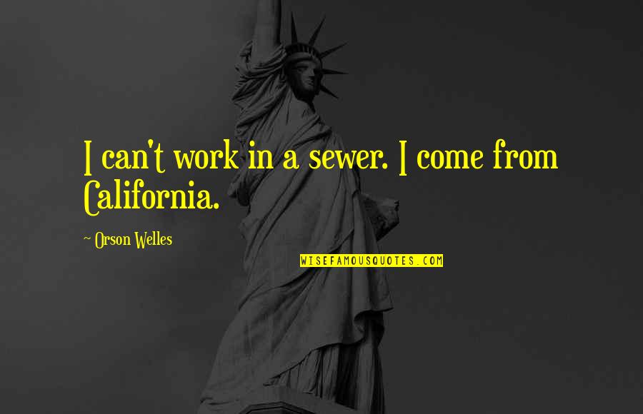 Welles's Quotes By Orson Welles: I can't work in a sewer. I come