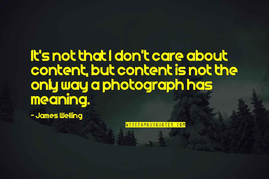 Welling Up Quotes By James Welling: It's not that I don't care about content,