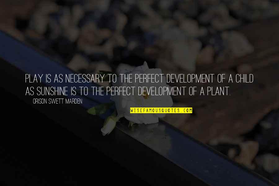 Wellinger K Roly Quotes By Orison Swett Marden: Play is as necessary to the perfect development Wellinger K Roly Quotes By Orison Swett Marden: Play is as necessary to the perfect development