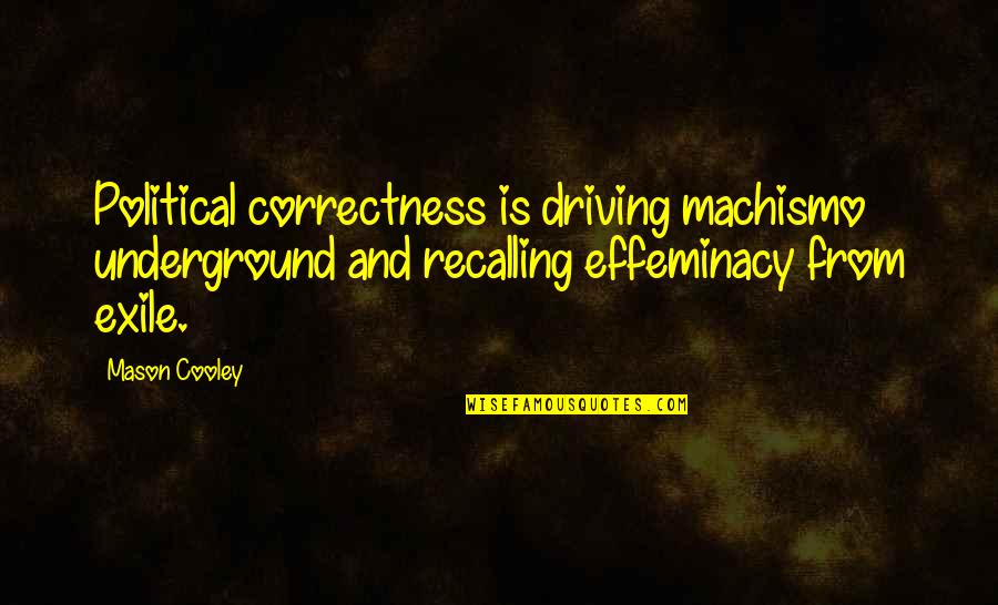 Welschenhofen Quotes By Mason Cooley: Political correctness is driving machismo underground and recalling