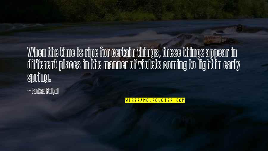 Welsh Cakes Online Quotes By Farkas Bolyai: When the time is ripe for certain things,