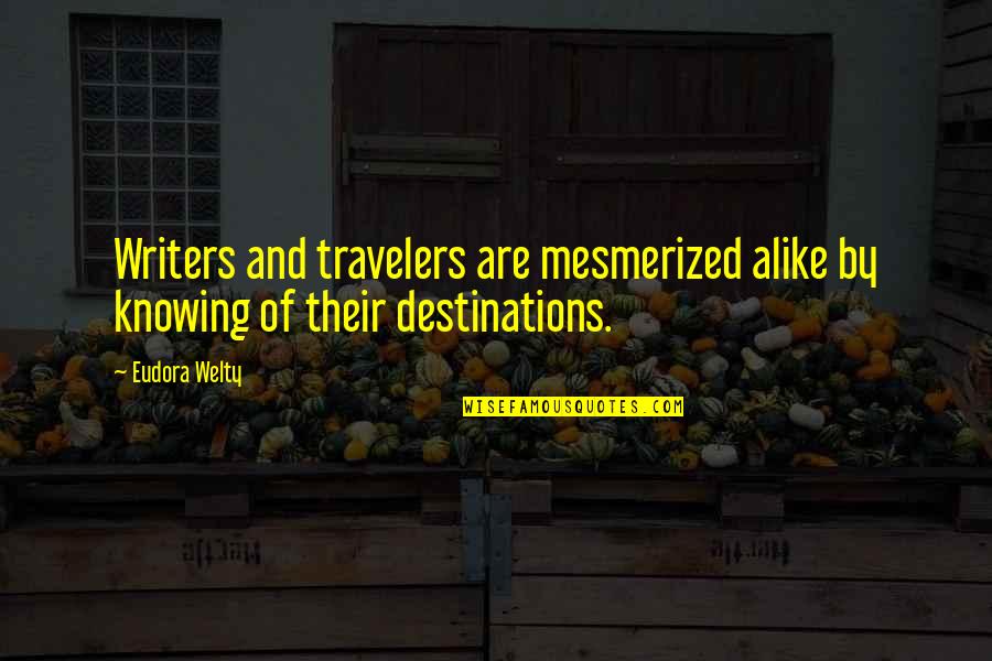 Welty Quotes By Eudora Welty: Writers and travelers are mesmerized alike by knowing