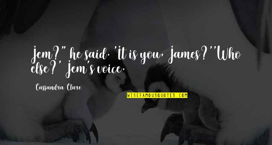 Wem Quotes By Cassandra Clare: Jem?" he said. 'It is you, James?''Who else?'