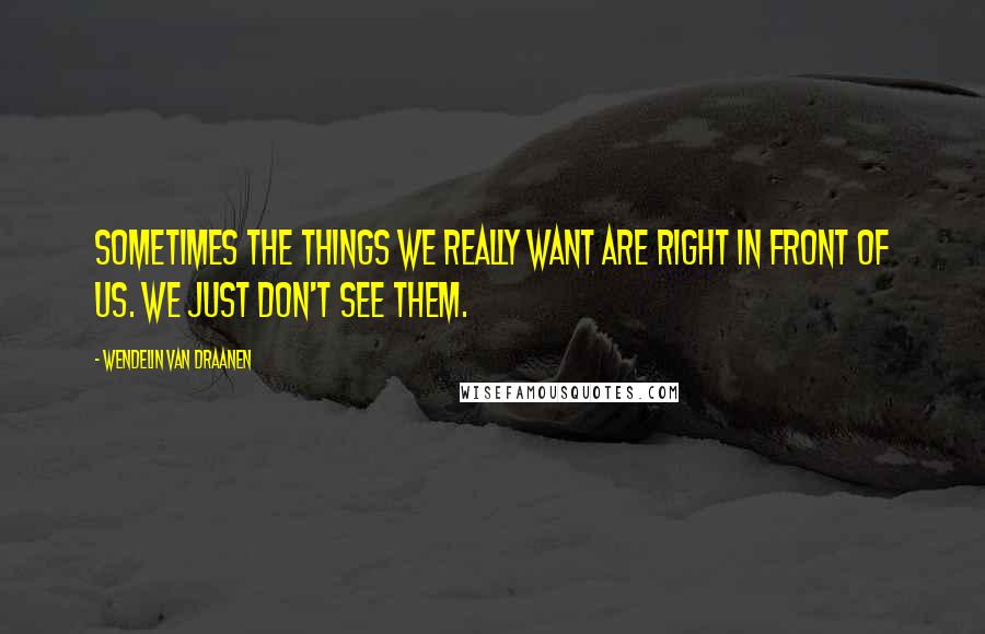 Wendelin Van Draanen quotes: Sometimes the things we really want are right in front of us. We just don't see them.