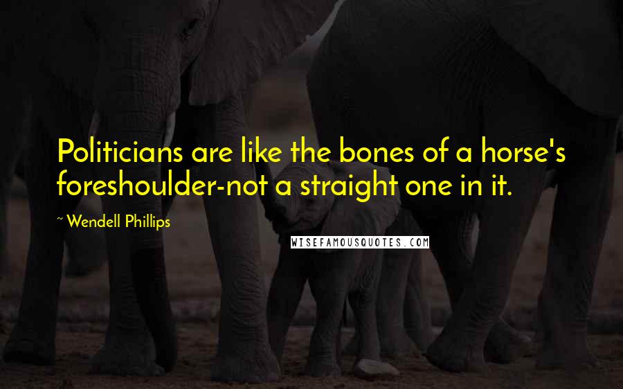 Wendell Phillips quotes: Politicians are like the bones of a horse's foreshoulder-not a straight one in it.