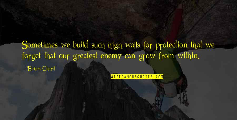 Wendlandt Harry Quotes By Eishes Chayil: Sometimes we build such high walls for protection Wendlandt Harry Quotes By Eishes Chayil: Sometimes we build such high walls for protection