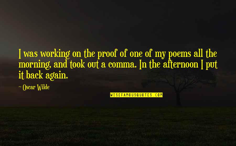 Wendy Fitzwilliam Quotes By Oscar Wilde: I was working on the proof of one Wendy Fitzwilliam Quotes By Oscar Wilde: I was working on the proof of one