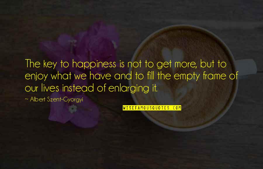 Wenen Bezoeken Quotes By Albert Szent-Gyorgyi: The key to happiness is not to get
