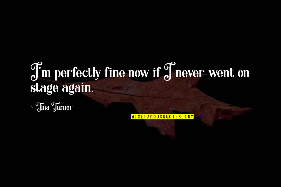 Went On Quotes By Tina Turner: I'm perfectly fine now if I never went Went On Quotes By Tina Turner: I'm perfectly fine now if I never went