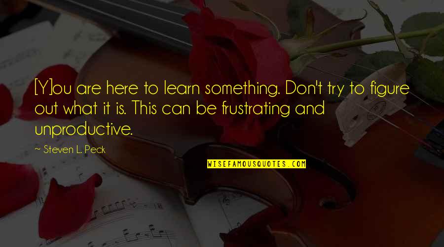Wentroble Quotes By Steven L. Peck: [Y]ou are here to learn something. Don't try