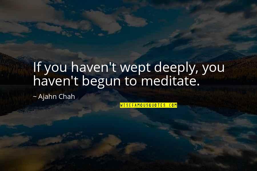 Wept Quotes By Ajahn Chah: If you haven't wept deeply, you haven't begun