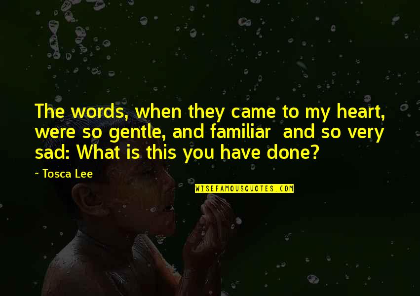 Were Done Quotes By Tosca Lee: The words, when they came to my heart,