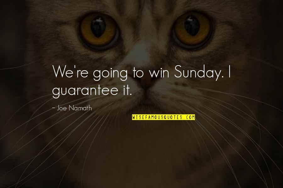We're Going To Win Quotes By Joe Namath: We're going to win Sunday. I guarantee it. We're Going To Win Quotes By Joe Namath: We're going to win Sunday. I guarantee it.