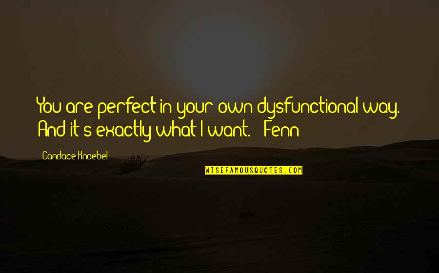 We're Not Perfect Friendship Quotes By Candace Knoebel: You are perfect in your own dysfunctional way.