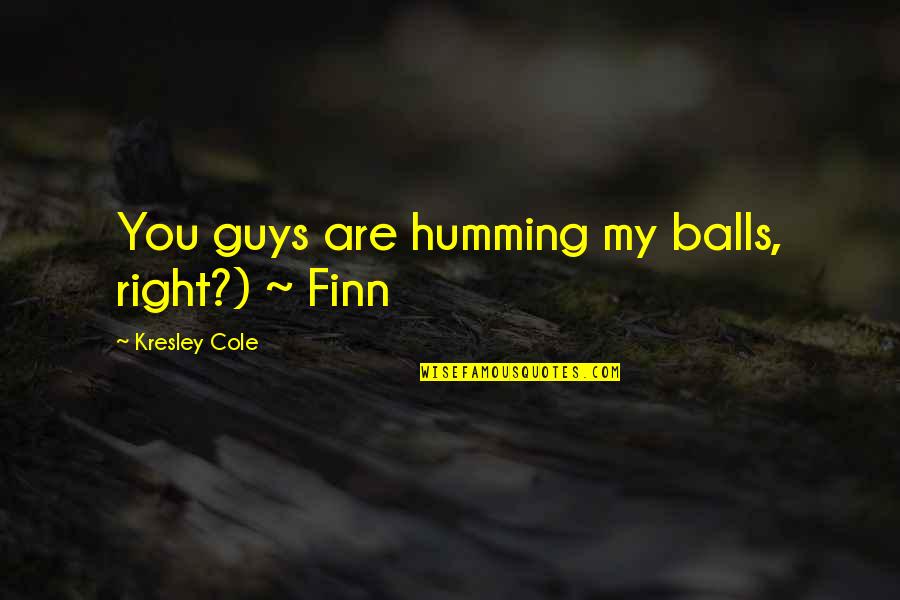 We're Not Together Anymore Quotes By Kresley Cole: You guys are humming my balls, right?) ~