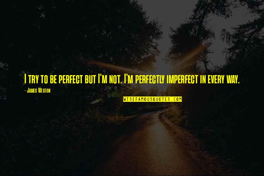 We're Perfectly Imperfect Quotes By James Weston: I try to be perfect but I'm not.