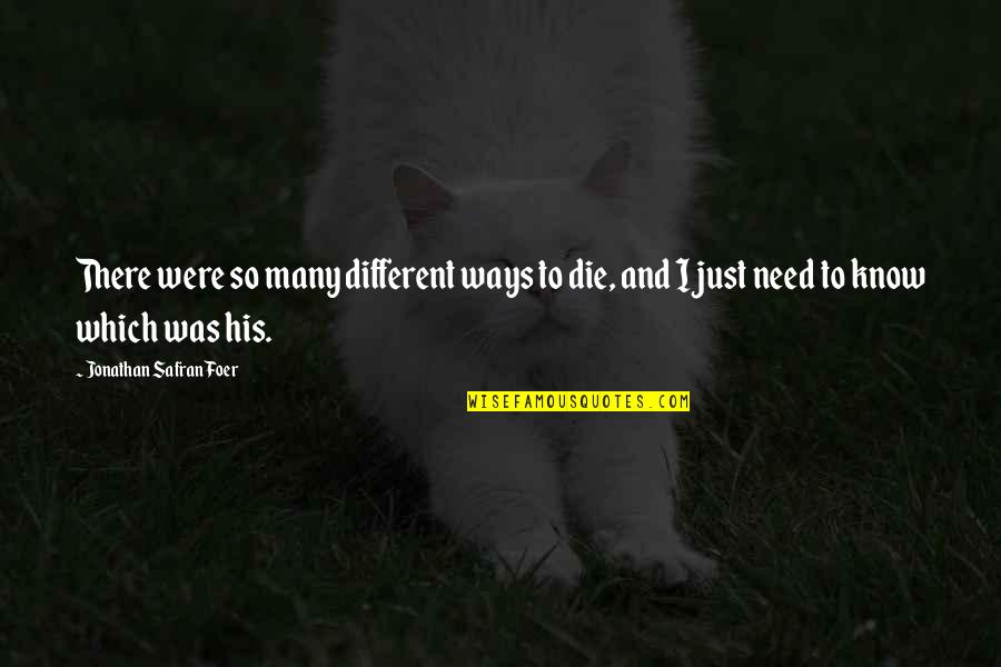 Were So Different Quotes By Jonathan Safran Foer: There were so many different ways to die,
