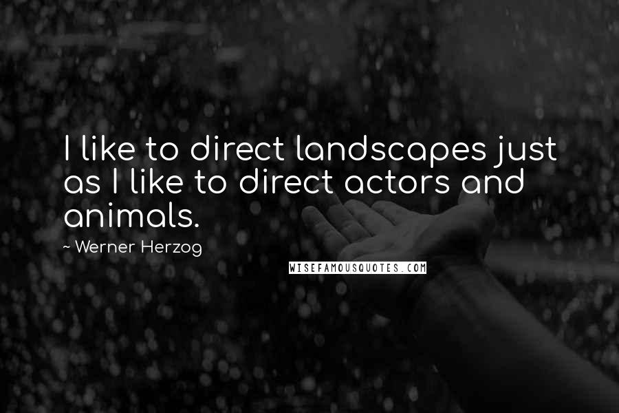 Werner Herzog quotes: I like to direct landscapes just as I like to direct actors and animals.
