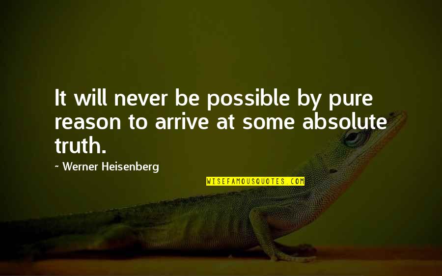 Werner's Quotes By Werner Heisenberg: It will never be possible by pure reason