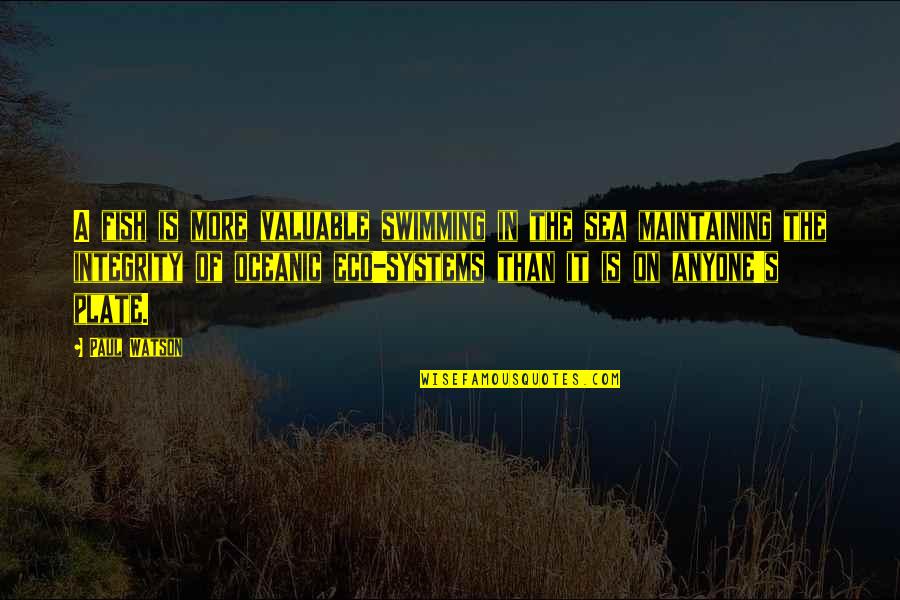 Wertzberger Syndrome Quotes By Paul Watson: A fish is more valuable swimming in the Wertzberger Syndrome Quotes By Paul Watson: A fish is more valuable swimming in the