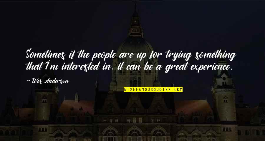 Wes Quotes By Wes Anderson: Sometimes if the people are up for trying