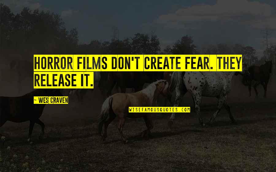 Wes Quotes By Wes Craven: Horror films don't create fear. They release it.