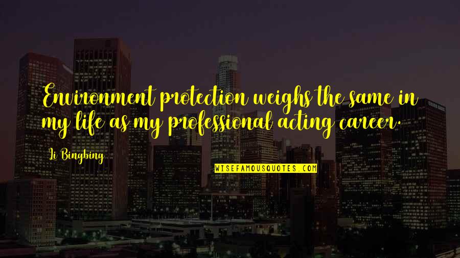 Wesbrooks Tools Quotes By Li Bingbing: Environment protection weighs the same in my life