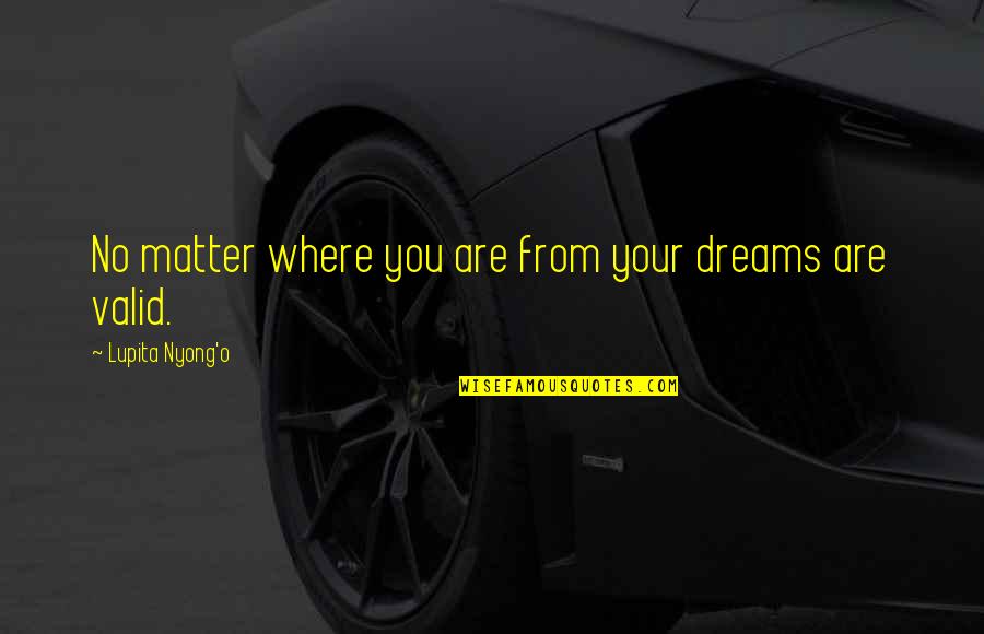 Wescheck Quotes By Lupita Nyong'o: No matter where you are from your dreams