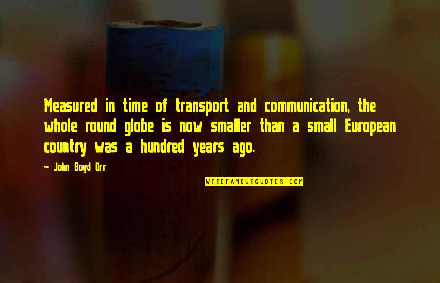 Wesley Crusher Quotes By John Boyd Orr: Measured in time of transport and communication, the Wesley Crusher Quotes By John Boyd Orr: Measured in time of transport and communication, the