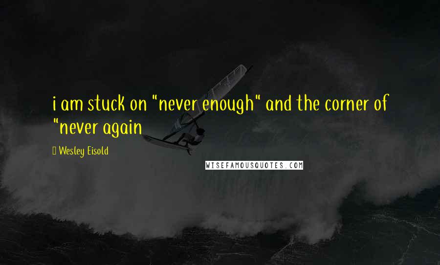 Wesley Eisold quotes: i am stuck on "never enough" and the corner of "never again
