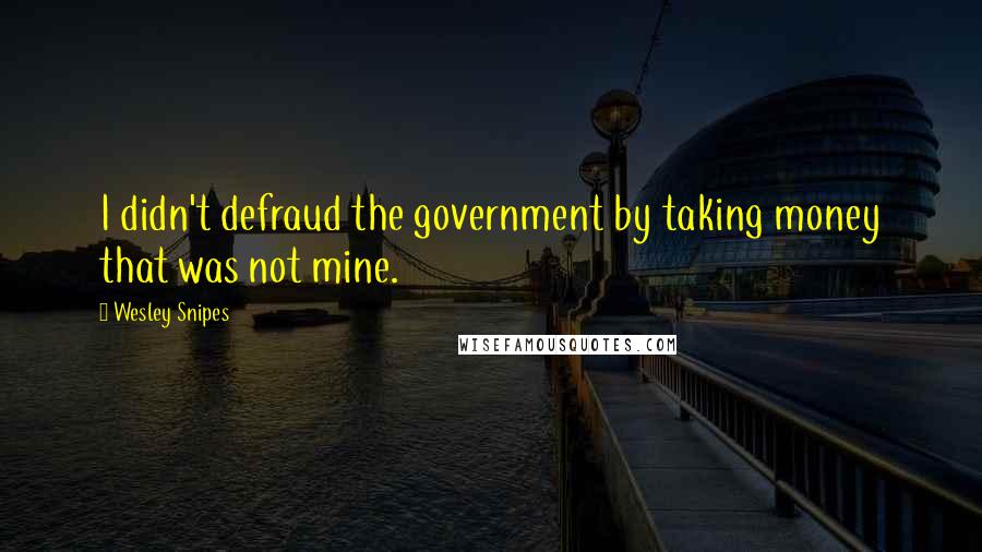 Wesley Snipes quotes: I didn't defraud the government by taking money that was not mine.