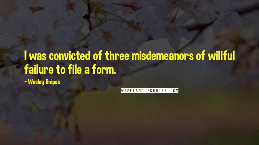 Wesley Snipes quotes: I was convicted of three misdemeanors of willful failure to file a form.