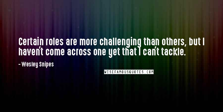 Wesley Snipes quotes: Certain roles are more challenging than others, but I haven't come across one yet that I can't tackle. Wesley Snipes quotes: Certain roles are more challenging than others, but I haven't come across one yet that I can't tackle.