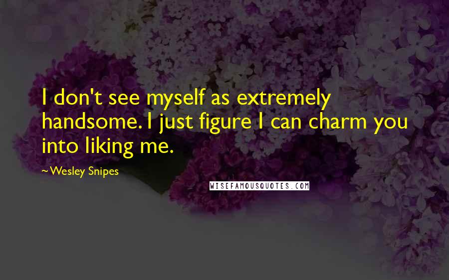 Wesley Snipes quotes: I don't see myself as extremely handsome. I just figure I can charm you into liking me.