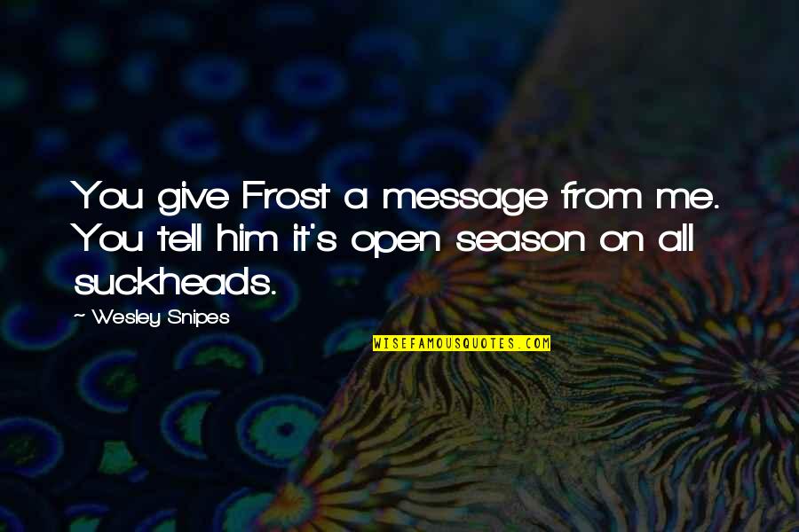 Wesley's Quotes By Wesley Snipes: You give Frost a message from me. You
