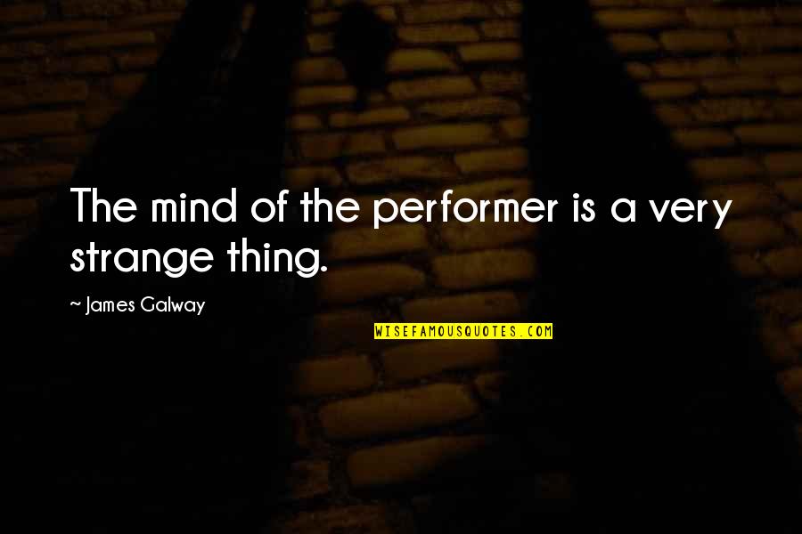 Weslin Beagles Quotes By James Galway: The mind of the performer is a very Weslin Beagles Quotes By James Galway: The mind of the performer is a very