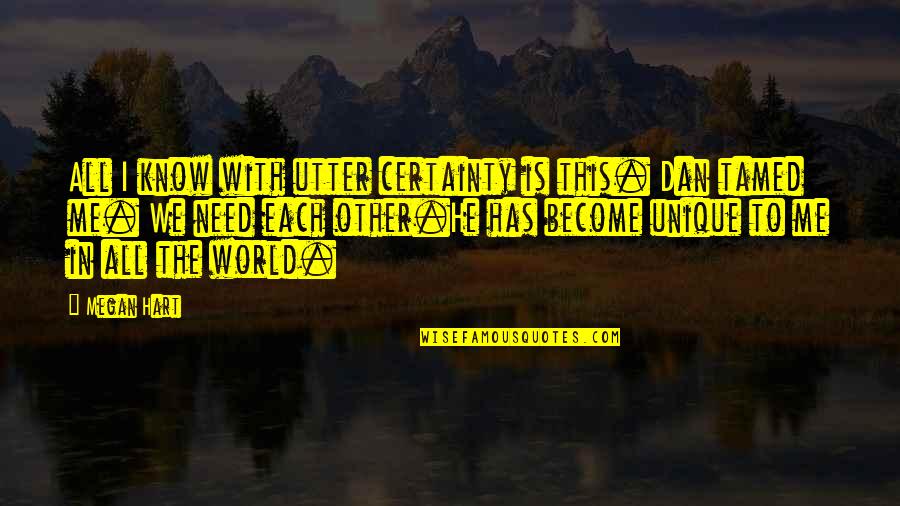 Weslin Beagles Quotes By Megan Hart: All I know with utter certainty is this. Weslin Beagles Quotes By Megan Hart: All I know with utter certainty is this.