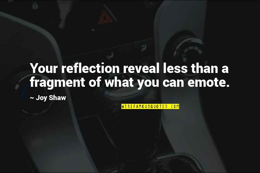 Wessal Bouregreg Quotes By Joy Shaw: Your reflection reveal less than a fragment of