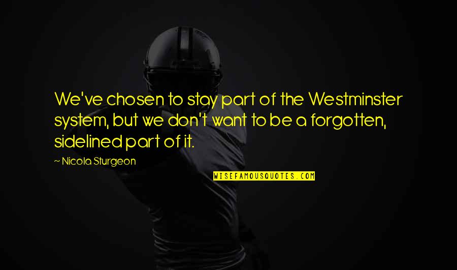 Westminster Quotes By Nicola Sturgeon: We've chosen to stay part of the Westminster