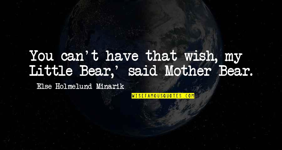 Wet Sand Quotes By Else Holmelund Minarik: You can't have that wish, my Little Bear,'