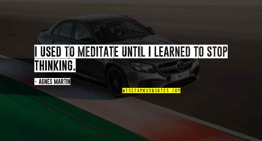 Wetherbee Plumbing Quotes By Agnes Martin: I used to meditate until I learned to Wetherbee Plumbing Quotes By Agnes Martin: I used to meditate until I learned to