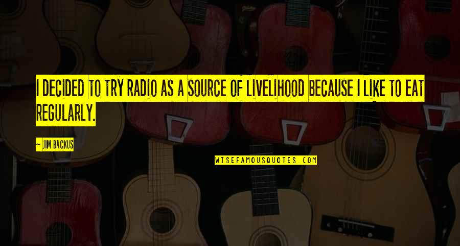 Wetland Best Quotes By Jim Backus: I decided to try radio as a source