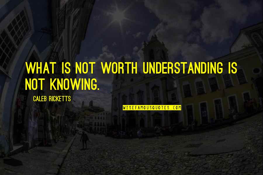 Wettest Quotes By Caleb Ricketts: What is not worth understanding is not knowing. Wettest Quotes By Caleb Ricketts: What is not worth understanding is not knowing.