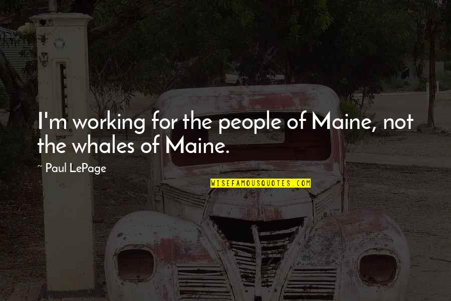 Whales Quotes By Paul LePage: I'm working for the people of Maine, not