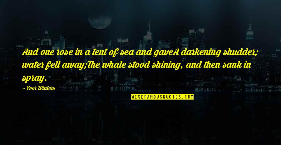 Whales Quotes By Yvor Winters: And one rose in a tent of sea